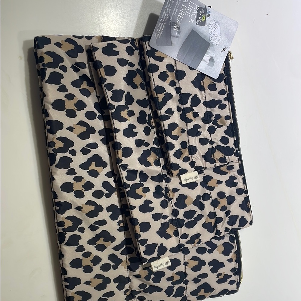 Itzy Ritzy Tan and Black Cosmetic Bag Set for Chic Organization